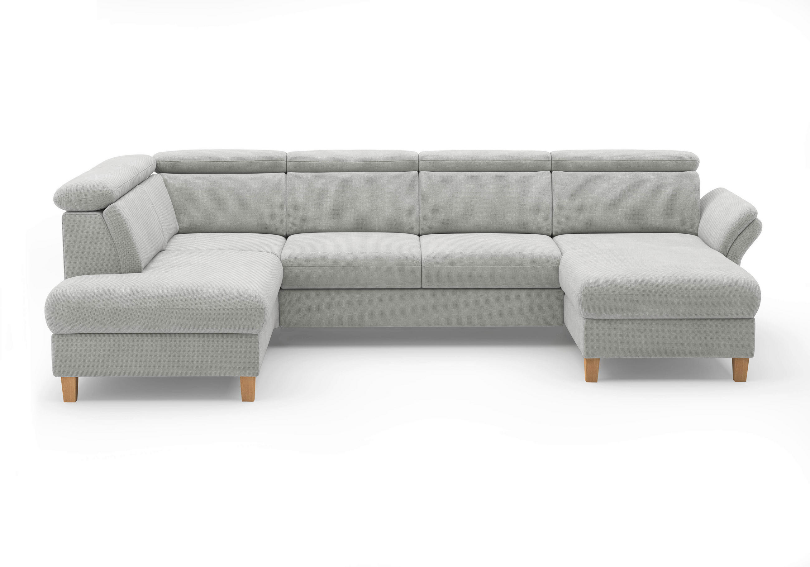 WOHNLANDSCHAFT GLENDALE E Silberfarben Flachgewebe  - Eichefarben/Silberfarben, KONVENTIONELL, Holz/Textil (193/321/166cm) - Sit & More