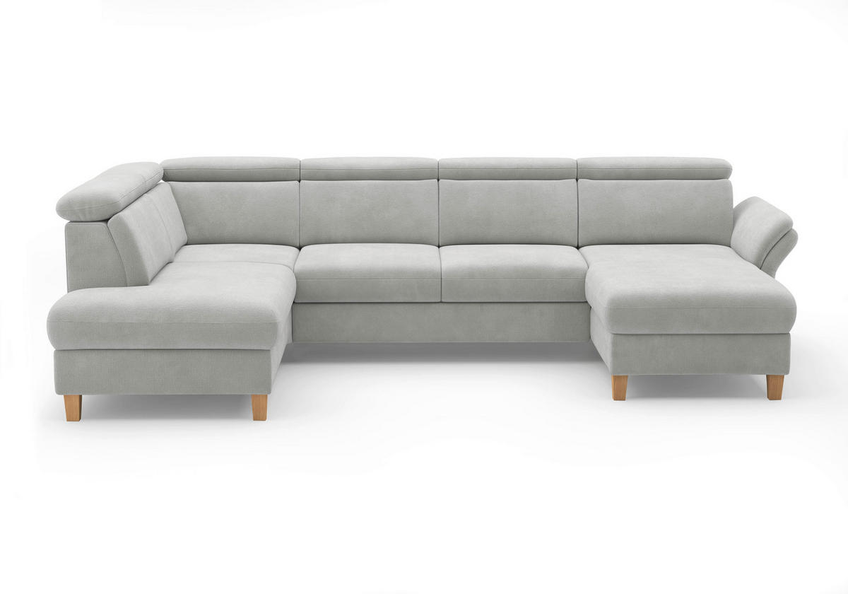 WOHNLANDSCHAFT GLENDALE E Silberfarben Flachgewebe  - Eichefarben/Silberfarben, KONVENTIONELL, Holz/Textil (193/321/166cm) - Sit & More