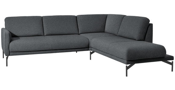 ECKSOFA in Flachgewebe, Struktur Grau  - Anthrazit/Grau, Design, Textil/Metall (254/230cm) - Ambiente