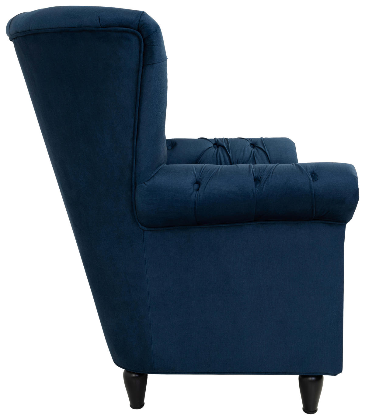OHRENSESSEL in Velours Dunkelblau  - Schwarz/Dunkelblau, Design, Holz/Textil (96/112/86cm) - MID.YOU
