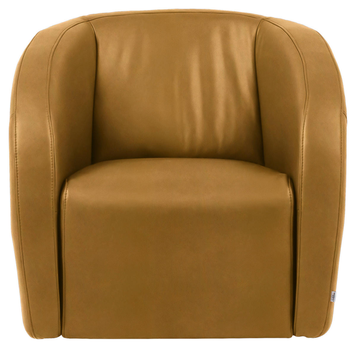 SESSEL in Echtleder Currygelb  - Currygelb/Schwarz, Design, Leder/Kunststoff (80/78/82cm) - Celina