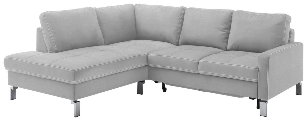 ECKSOFA in Mikrofaser Hellgrau  200/229 cm  - Chromfarben/Beige, Design, Textil/Metall (200/229cm) - Pure Home Lifestyle