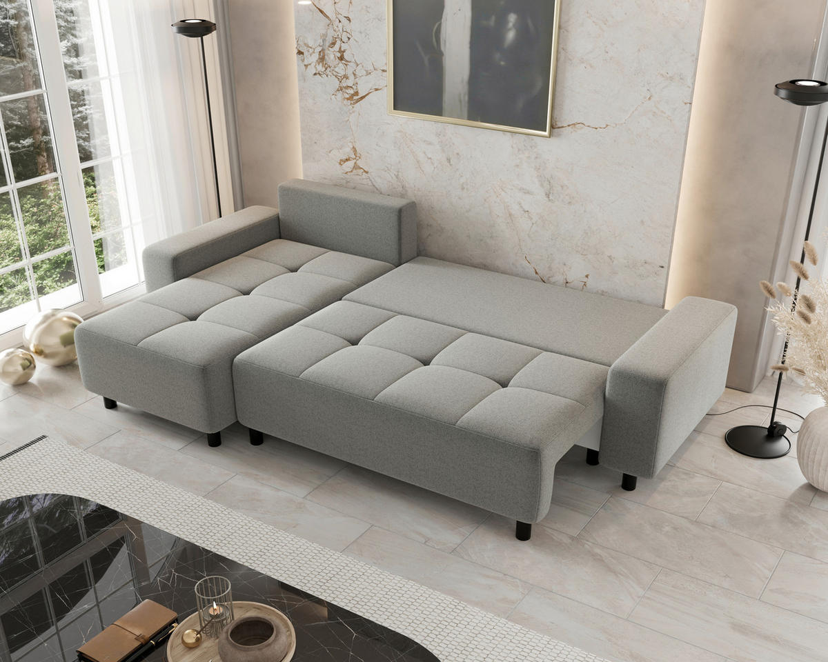 ECKSOFA  in Jacquard Grau  - Schwarz/Grau, MODERN, Kunststoff/Textil (144/246cm) - Carryhome