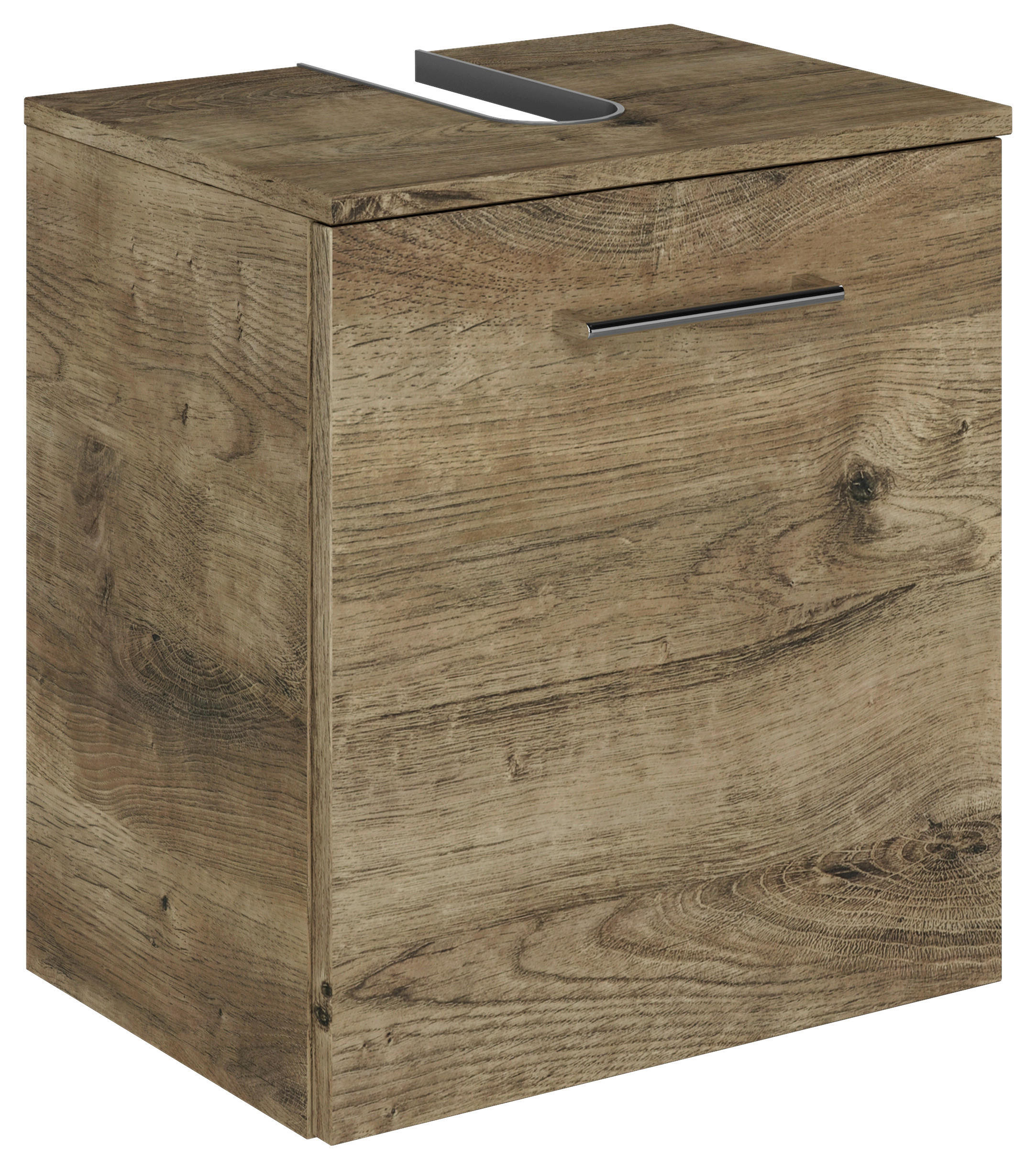 WASCHBECKENUNTERSCHRANK 45/49,8/33,3 cm  - Eiche dunkel/Chromfarben, KONVENTIONELL, Holzwerkstoff/Metall (45/49,8/33,3cm) - Sadena