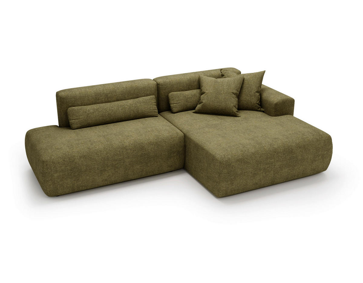 ECKSOFA REVE in Chenille Grün  284/160 cm  - Schwarz/Grün, Design, Kunststoff/Textil (284/160cm) - Livetastic