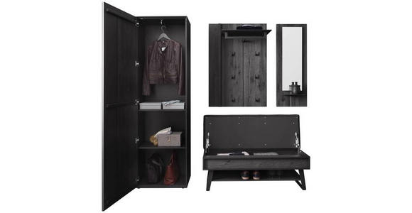 GARDEROBE 4-teilig  in 201/196/41 cm  - Anthrazit, Design, Glas/Holz (201/196/41cm) - Johann Jakob