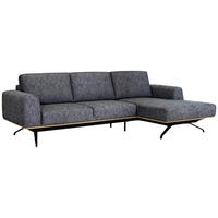 ECKSOFA Graphitfarben Struktur  - Schwarz/Graphitfarben, Design, Textil/Metall (262/157cm) - Novel