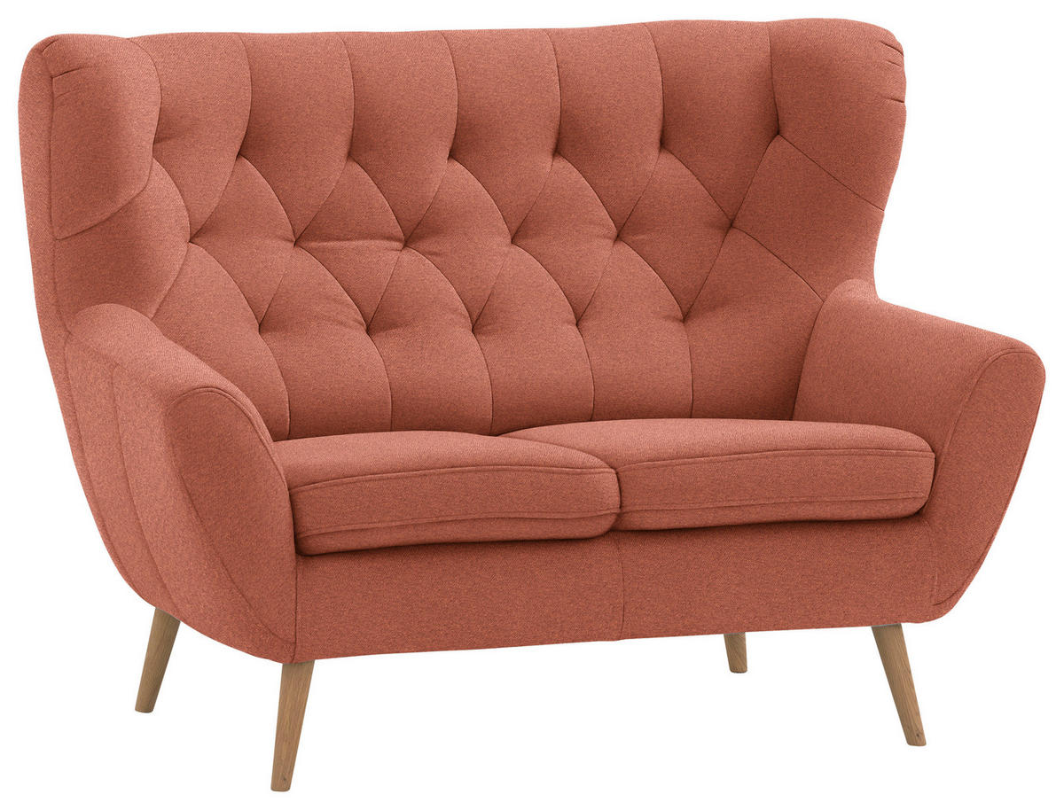 2-SITZER-SOFA  in Mikrofaser Rostfarben  - Eichefarben/Rostfarben, Design, Holz/Holzwerkstoff (138/104/92cm) - Stylife
