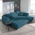 ECKSOFA in Mikrofaser Blau  - Chromfarben/Blau, Design, Textil/Metall (301/207cm) - Xora