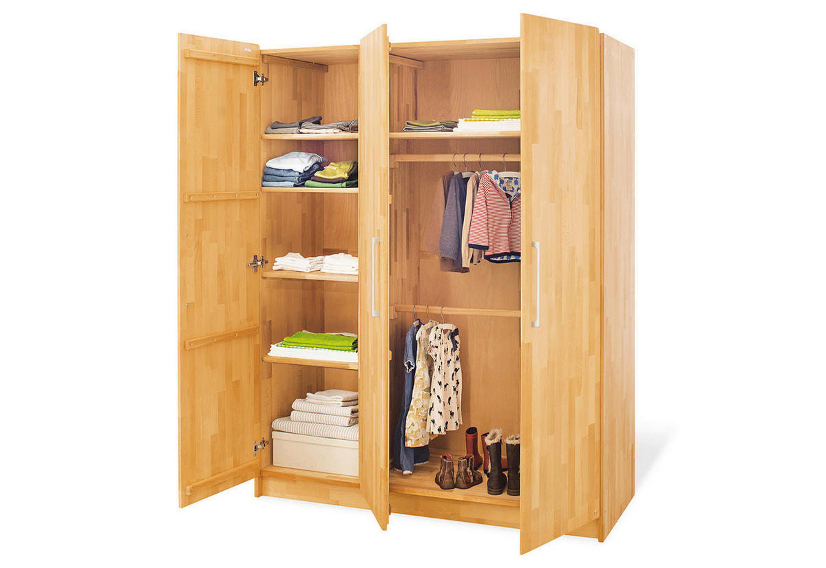 BABYKLEIDERSCHRANK Pinolino Natura Buchefarben  - Buchefarben, Natur, Holz/Metall (141/182/63cm) - Pinolino