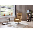 RELAXSESSEL in Leder Honig  - Edelstahlfarben/Honig, Design, Leder/Metall (70/124/85cm) - Cantus