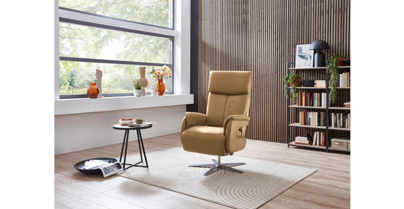 RELAXSESSEL in Leder Honig - Edelstahlfarben/Honig, Design, Leder/Metall (70/124/85cm) - Cantus