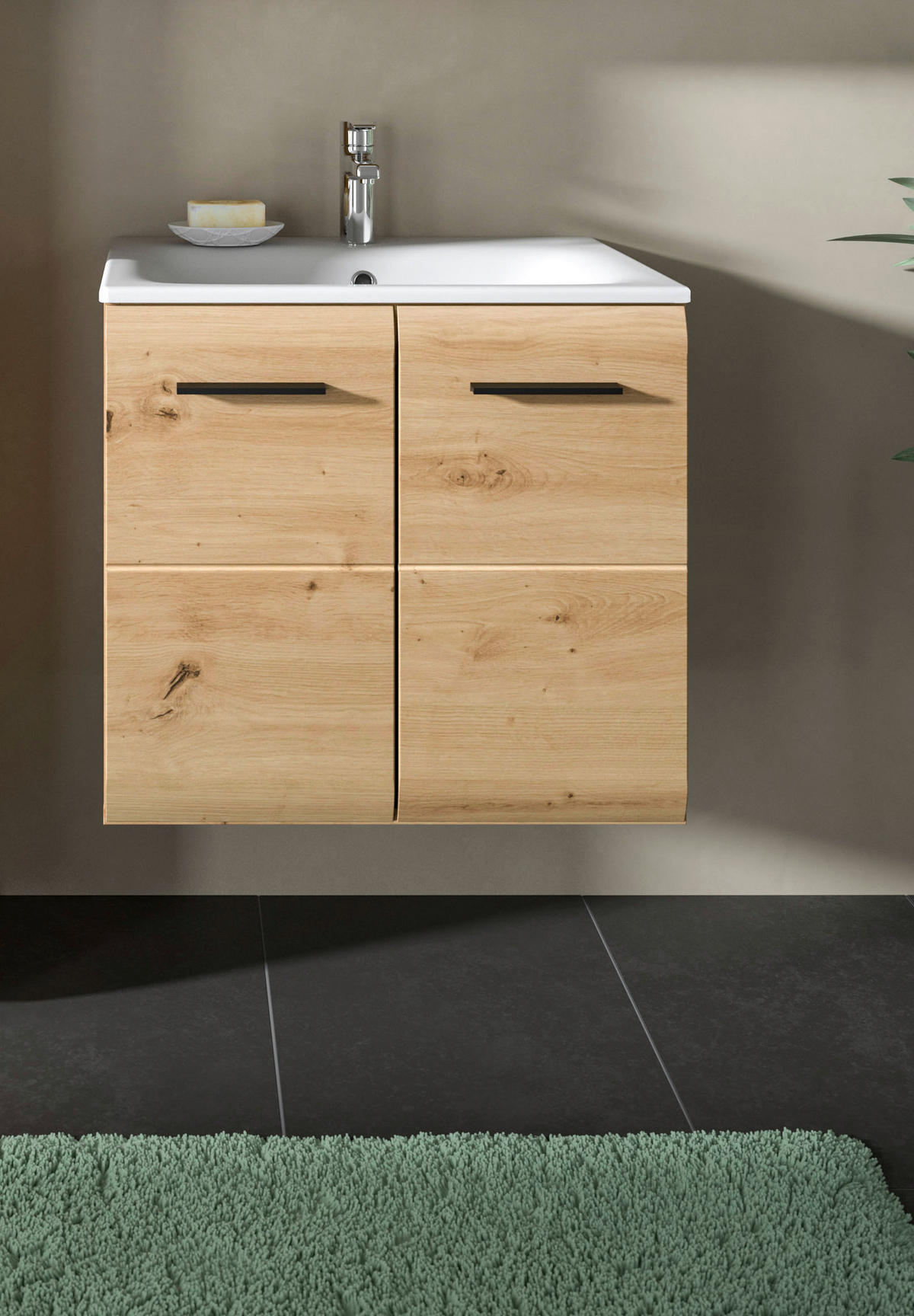 WASCHTISCHKOMBI 60 cm  - Schwarz/Eiche Artisan, Basics, Keramik/Holzwerkstoff (60cm) - MID.YOU