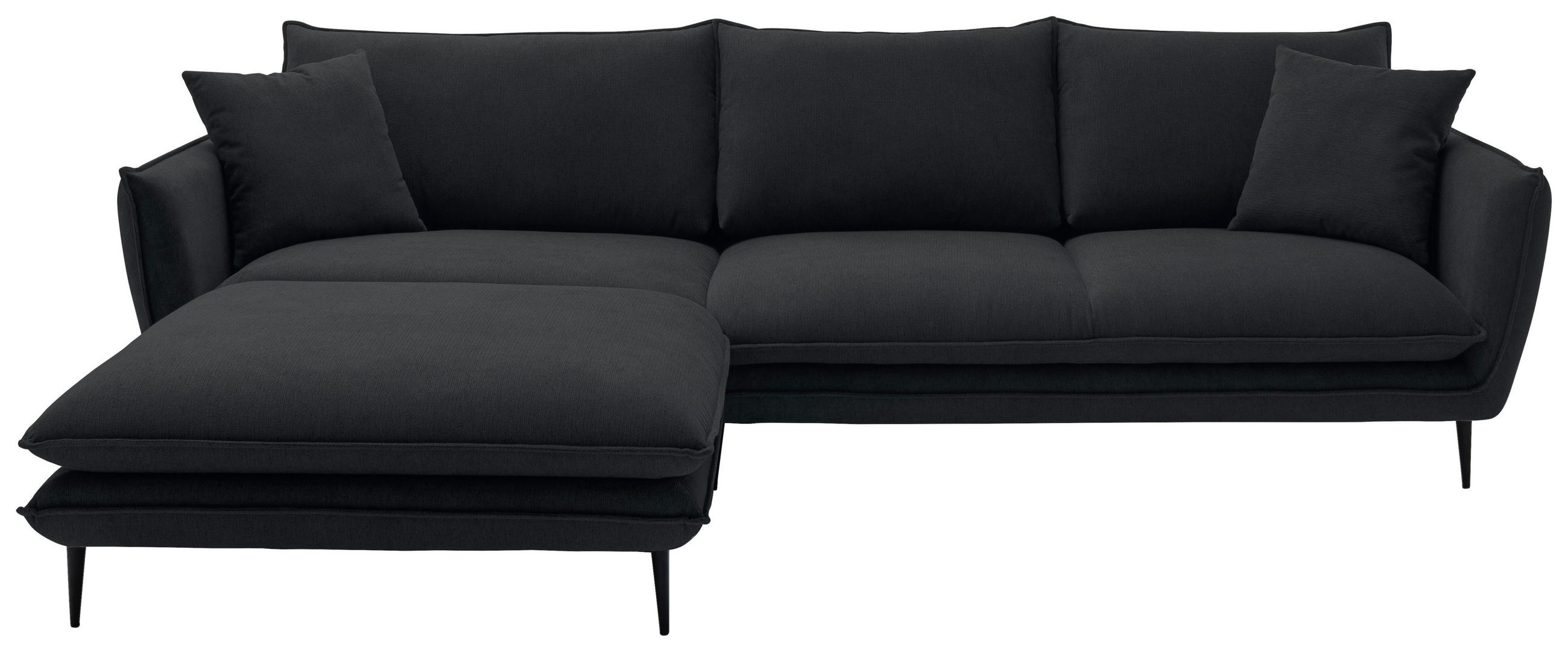 ECKSOFA Schwarz Webstoff  - Schwarz, KONVENTIONELL, Textil/Metall (196/304cm) - Hom`in