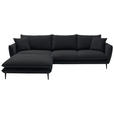 ECKSOFA  in Webstoff Schwarz  196/304 cm  - Schwarz, KONVENTIONELL, Textil/Metall (196/304cm) - Hom`in