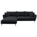 ECKSOFA  in Webstoff Schwarz  196/304 cm  - Schwarz, KONVENTIONELL, Textil/Metall (196/304cm) - Hom`in