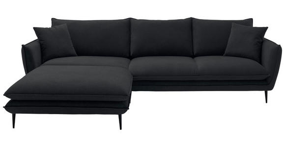 ECKSOFA  in Webstoff Schwarz  196/304 cm  - Schwarz, KONVENTIONELL, Textil/Metall (196/304cm) - Hom`in