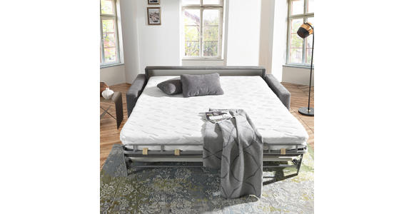 SCHLAFSOFA  in Webstoff Dunkelgrau  - Chromfarben/Dunkelgrau, KONVENTIONELL, Textil/Metall (208/86/97cm) - Novel