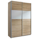 SCHWEBETÜRENSCHRANK 136/210/62 cm 2-türig Weiß, Sonoma Eiche  - Alufarben/Weiß, Basics, Holzwerkstoff/Metall (136/210/62cm) - Carryhome
