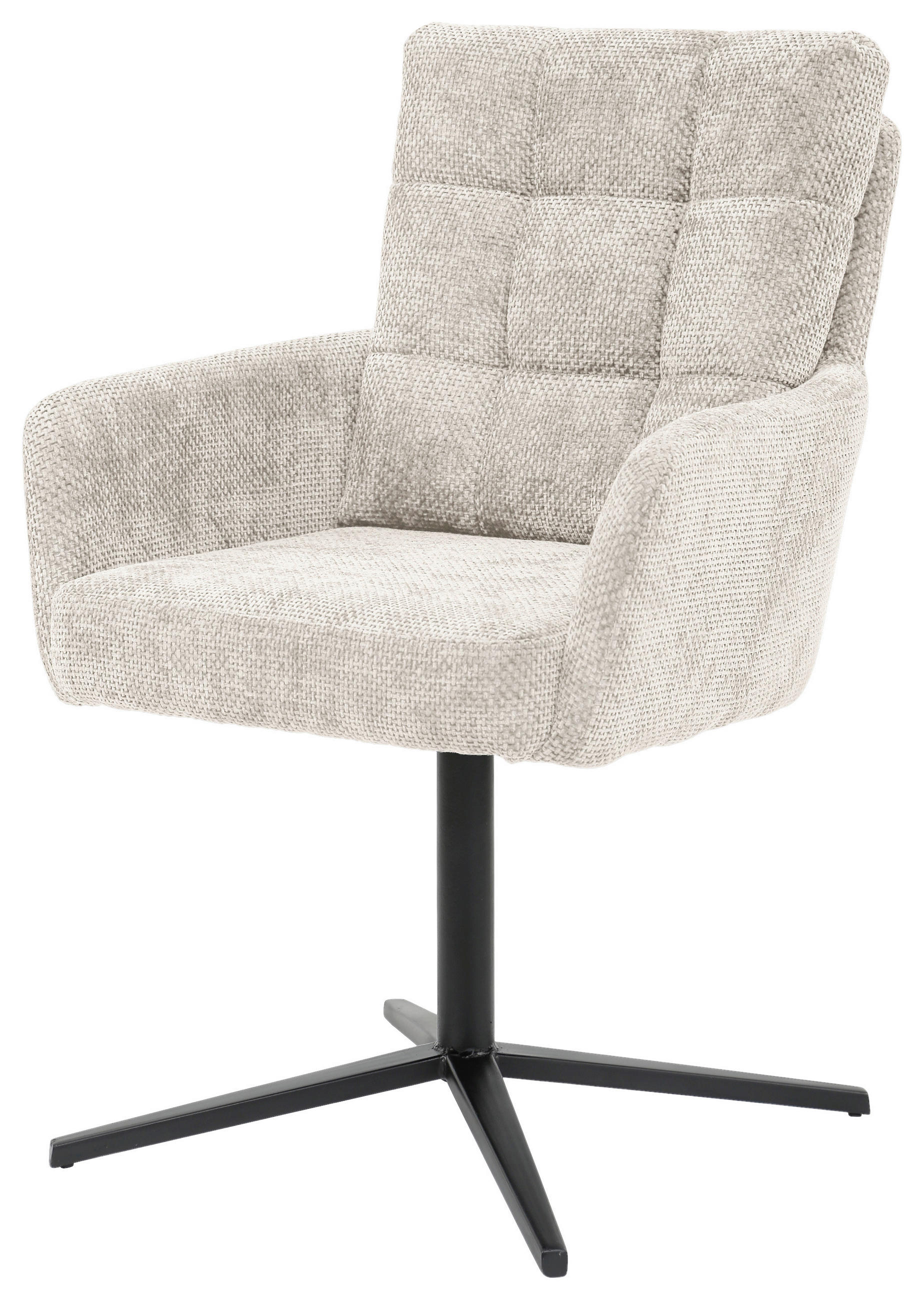 SCAUN CU BRAȚE in negru, bej  - bej/negru, Design, metal/textil (61/91,5/66cm) - Stylife