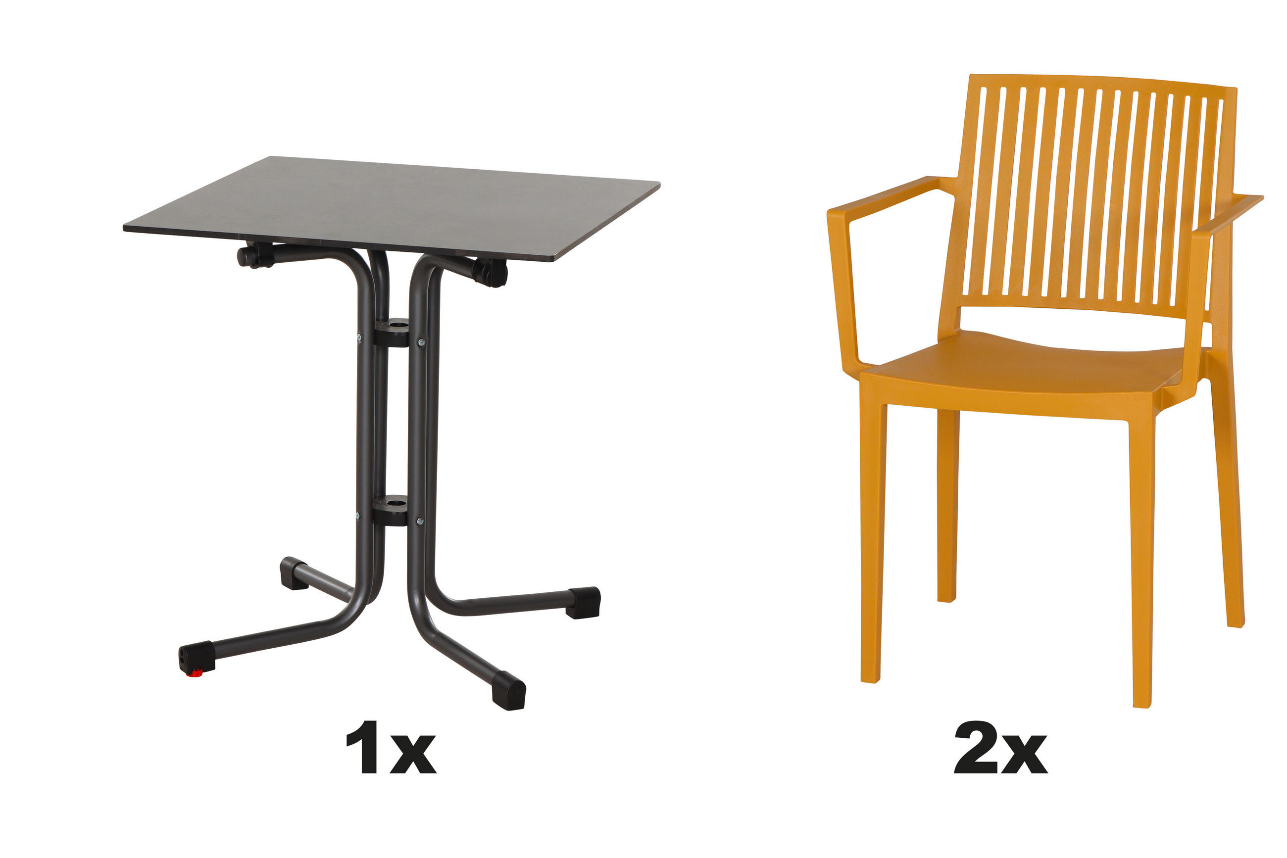 GARTENGARNITUR 3-teilig  - Anthrazit/Gelb, Basics, Holzwerkstoff/Kunststoff (57/80/56cm) - Siena Garden
