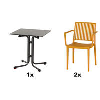 GARTENGARNITUR 3-teilig Stahl  - Anthrazit/Gelb, Basics, Kunststoff/Metall (57/80/56cm) - Siena Garden
