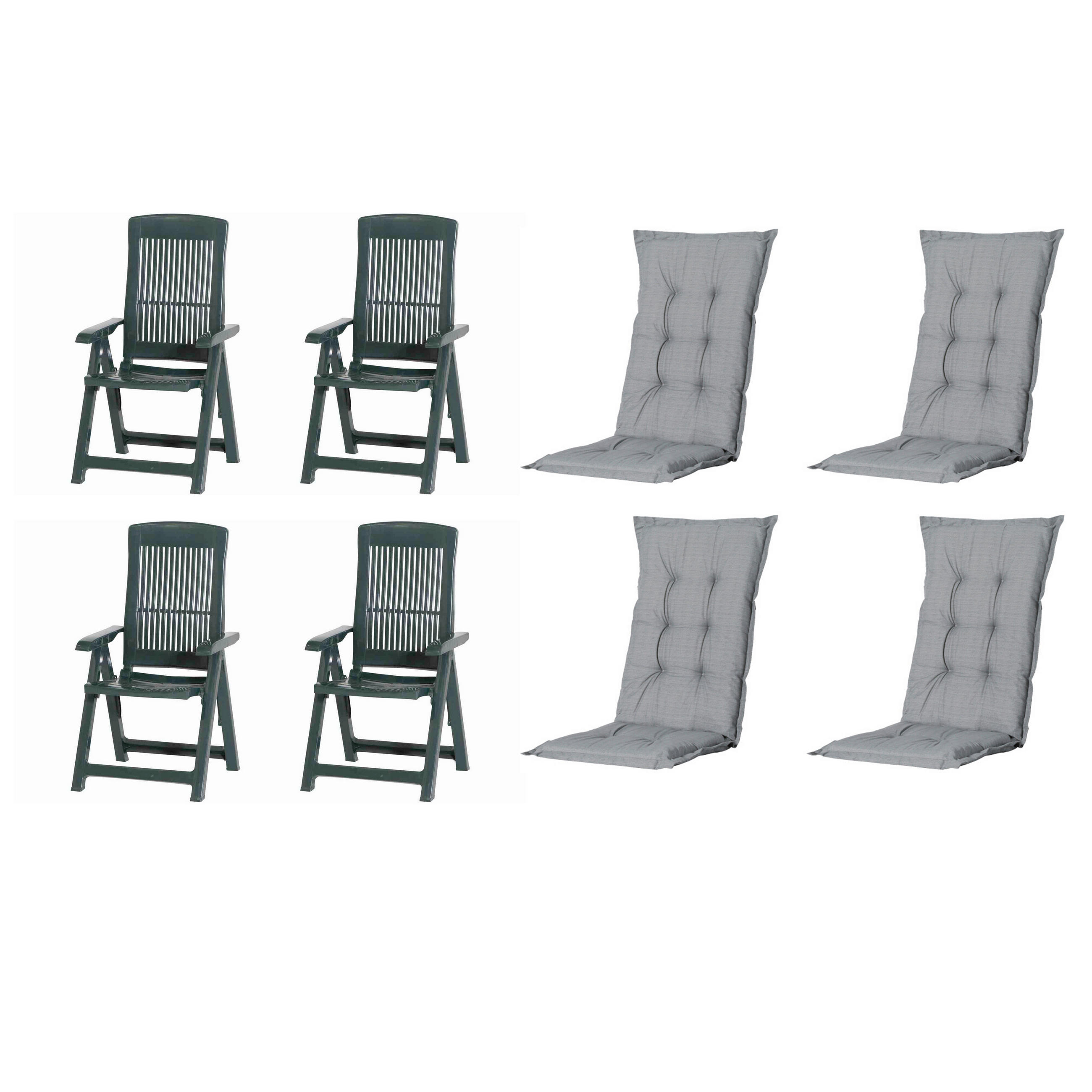GARTENSTUHL-SET Grau, Grün  - Grau/Grün, MODERN, Kunststoff/Textil (44/111/50cm) - Gardenson