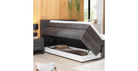 BOXSPRINGBETT 180/200 cm  in Dunkelgrau  - Dunkelgrau/Schwarz, KONVENTIONELL, Kunststoff/Textil (180/200cm) - Voleo