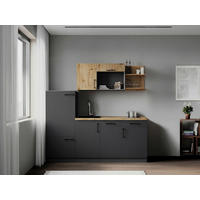 MODULKÖK 205 cm   i grå, ek Artisan  - grå/ek Artisan, Trend, metall/trämaterial (205cm) - Respekta