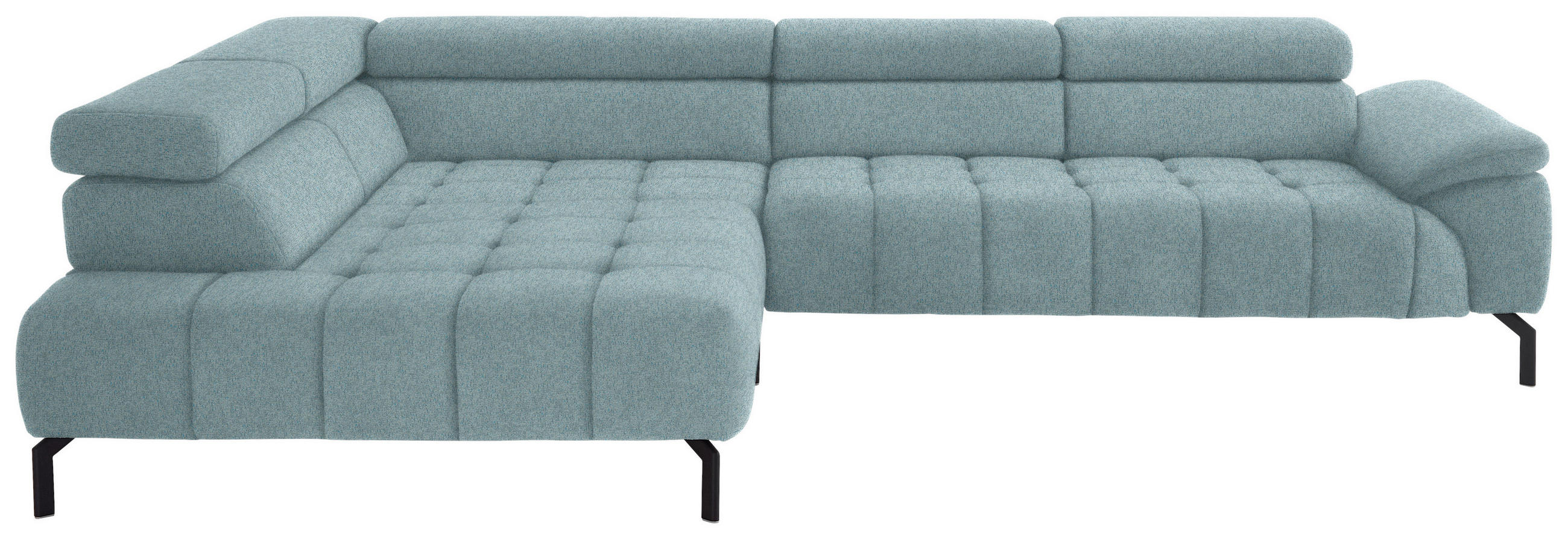 ECKSOFA in Chenille Hellblau  - Schwarz/Hellblau, Design, Textil/Metall (222/323cm) - Beldomo Style
