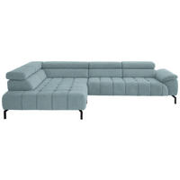 ECKSOFA in Chenille Hellblau  - Schwarz/Hellblau, Design, Textil/Metall (222/323cm) - Beldomo Style