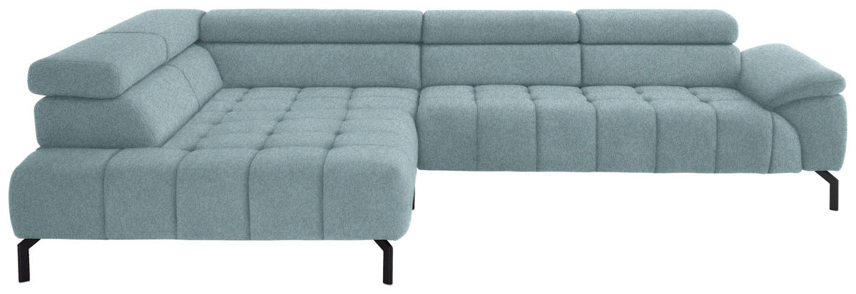 ECKSOFA in Chenille Hellblau  - Schwarz/Hellblau, Design, Textil/Metall (222/323cm) - Beldomo Style