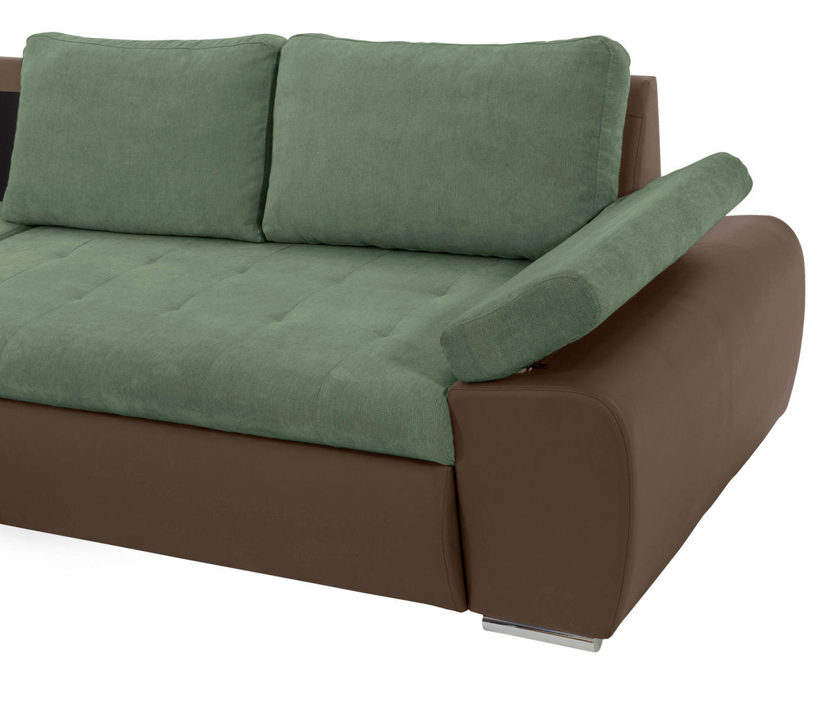 ECKSOFA in Flachgewebe Braun, Olivgrün  - Braun/Olivgrün, Design, Kunststoff/Textil (175/271cm) - MID.YOU