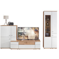 WOHNWAND  in Weiß, Alteiche  315/215/53 cm  - Alteiche/Alufarben, KONVENTIONELL, Glas/Holzwerkstoff (315/215/53cm) - Venda