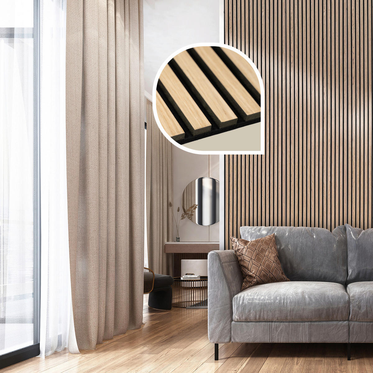 AKUSTIKPANEEL Echtholz 40/240/2,1 cm  - Eichefarben, Basics, Holzwerkstoff (40/240/2,1cm)