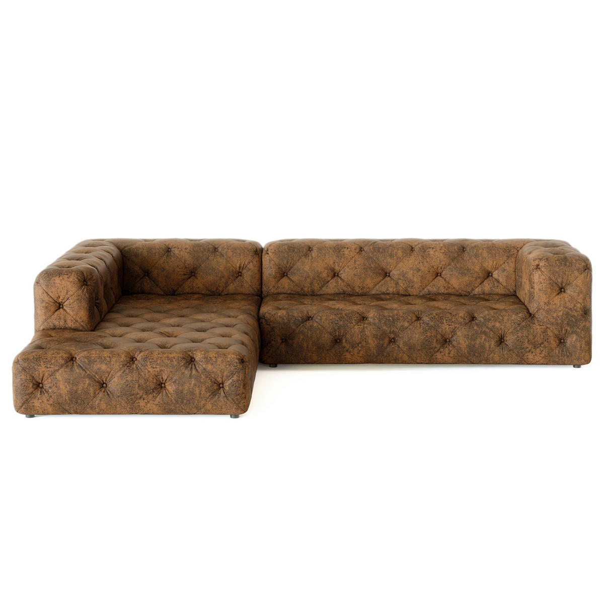 ECKSOFA Lederlook Dunkelbraun  - Dunkelbraun/Schwarz, Design, Kunststoff/Textil (228/325cm) - P & B