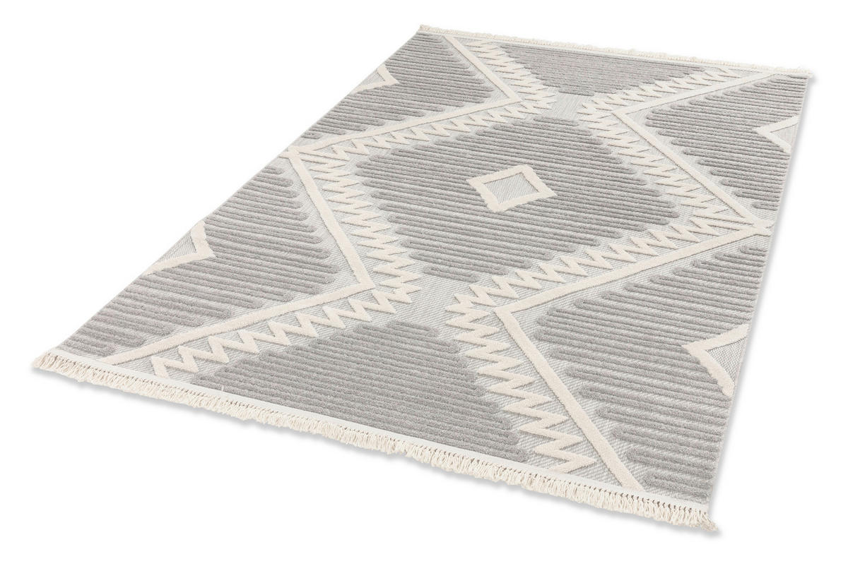 WEBTEPPICH 133/190 cm Summer Grau rechteckig  - Grau, Basics, Kunststoff/Textil (133/190cm) - Schöner Wohnen