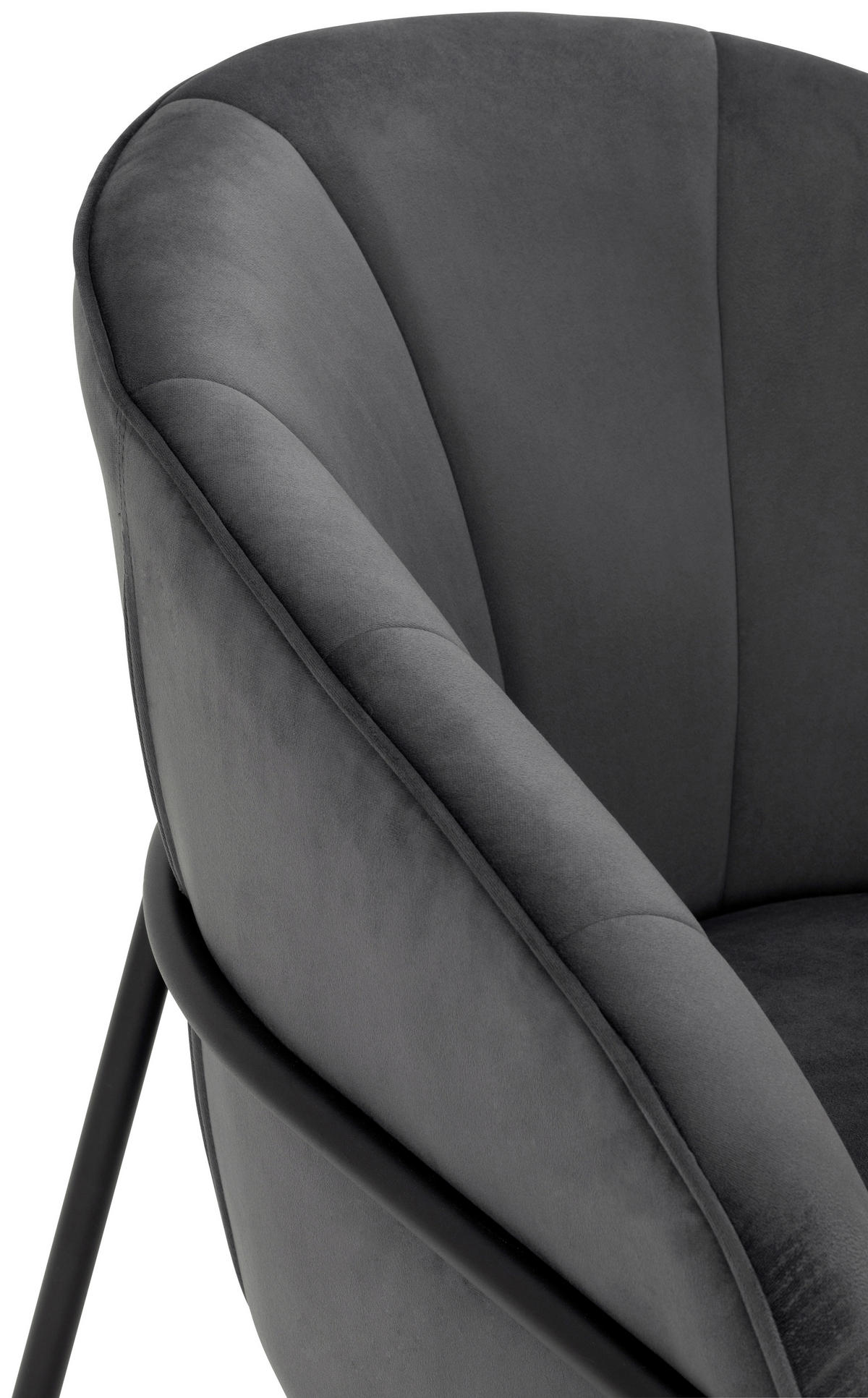 SESSEL in Samt Grau  - Schwarz/Grau, Design, Textil/Metall (71/84/69cm) - Livetastic