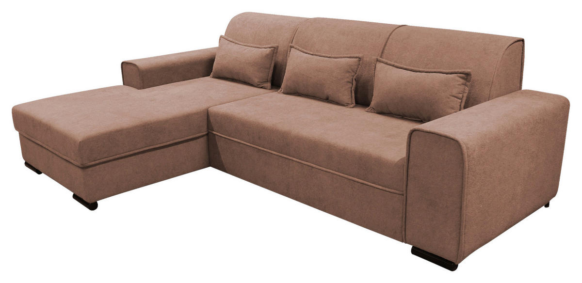 ECKSOFA in Struktur, Bouclé Altrosa  - Altrosa/Schwarz, Design, Kunststoff/Textil (175/270cm) - MID.YOU