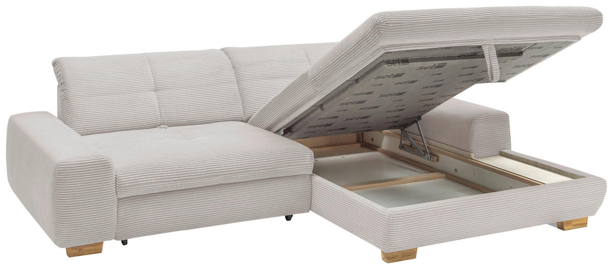 ECKSOFA Hellgrau Cord  - Eichefarben/Hellgrau, Design, Holz/Textil (276/198cm) - SetOne by Musterring