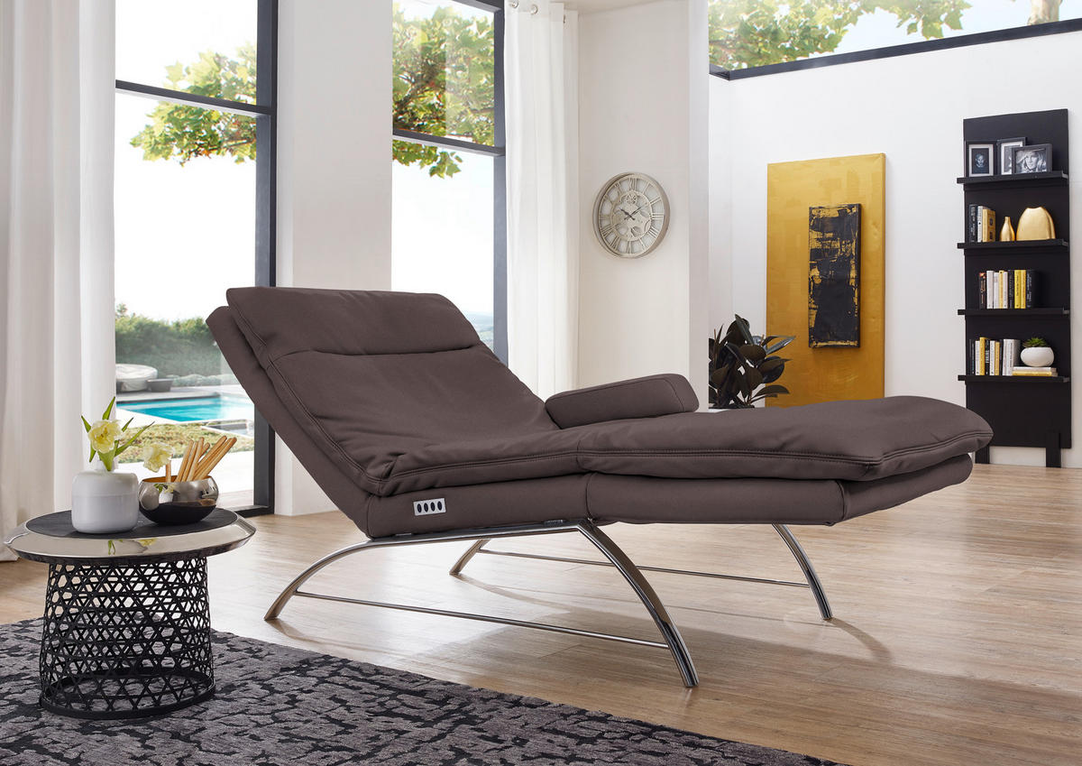 RELAXLIEGE in Echtleder Dunkelbraun  - Dunkelbraun/Alufarben, Basics, Leder (95/91/170cm) - Chilliano