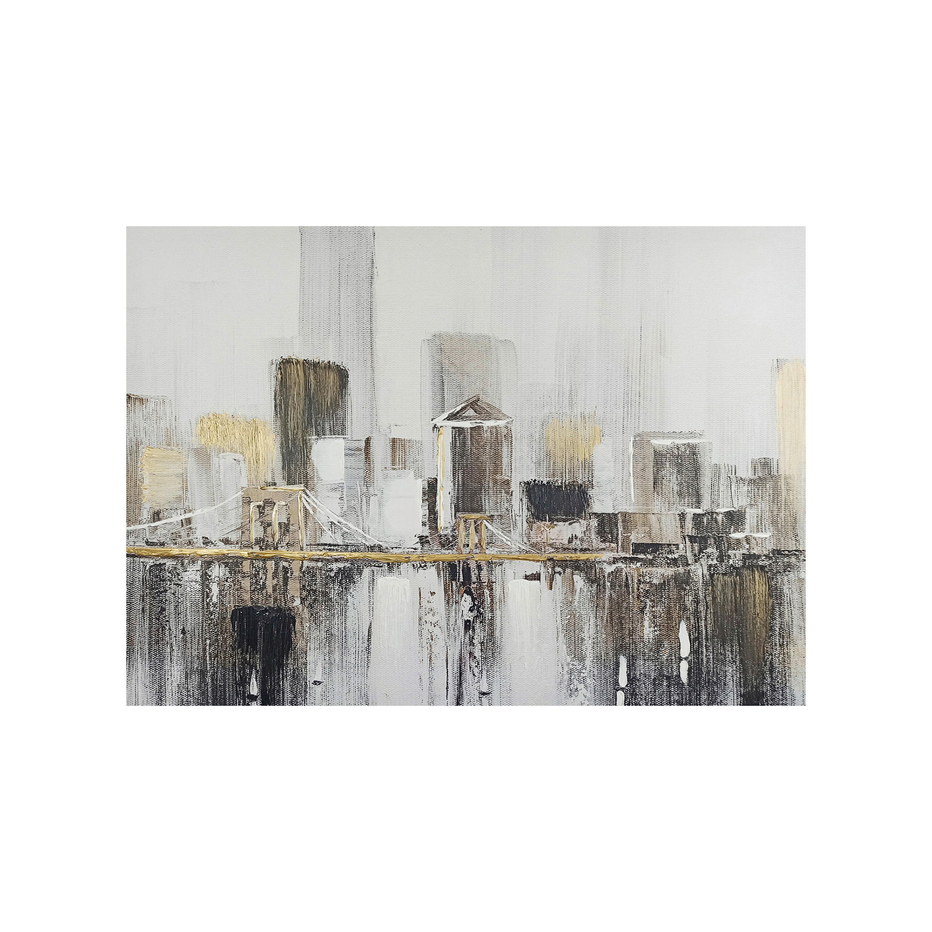 Monee Ölgemälde Schwarz, Weiß, Beige 100x70 cm
