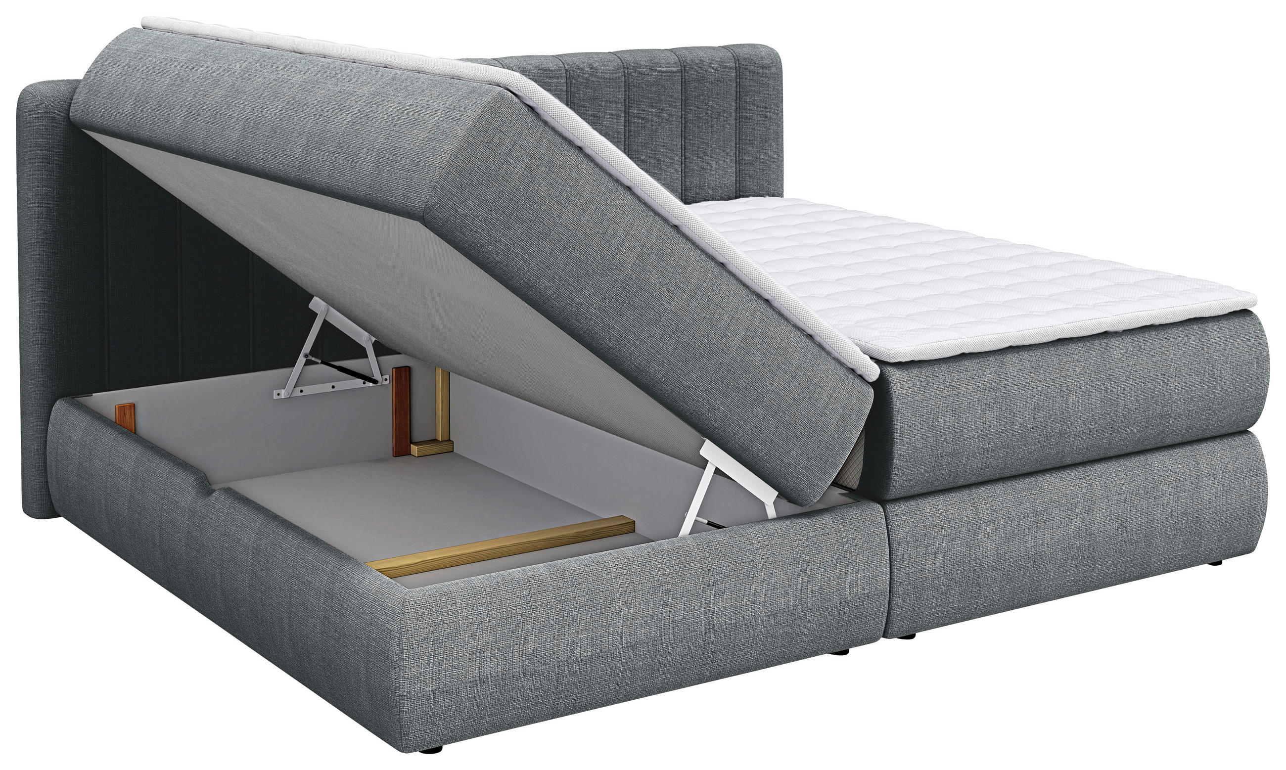 Thumbnail - Chameo Boxspringbett, Anthrazit, Textil, H2 + H4, 7-Zonen, Höhe ca. 30,5 cm, 200x200 cm, Bettkasten, gepolstertes Kopfte...