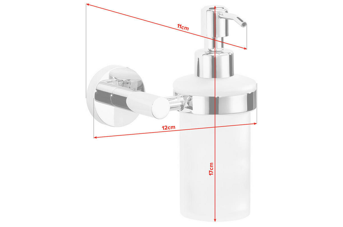 SEIFENSPENDER EXXCELLENT  - Chromfarben/Weiß, Basics, Glas/Metall (12,5/17/10,5cm) - Tesa