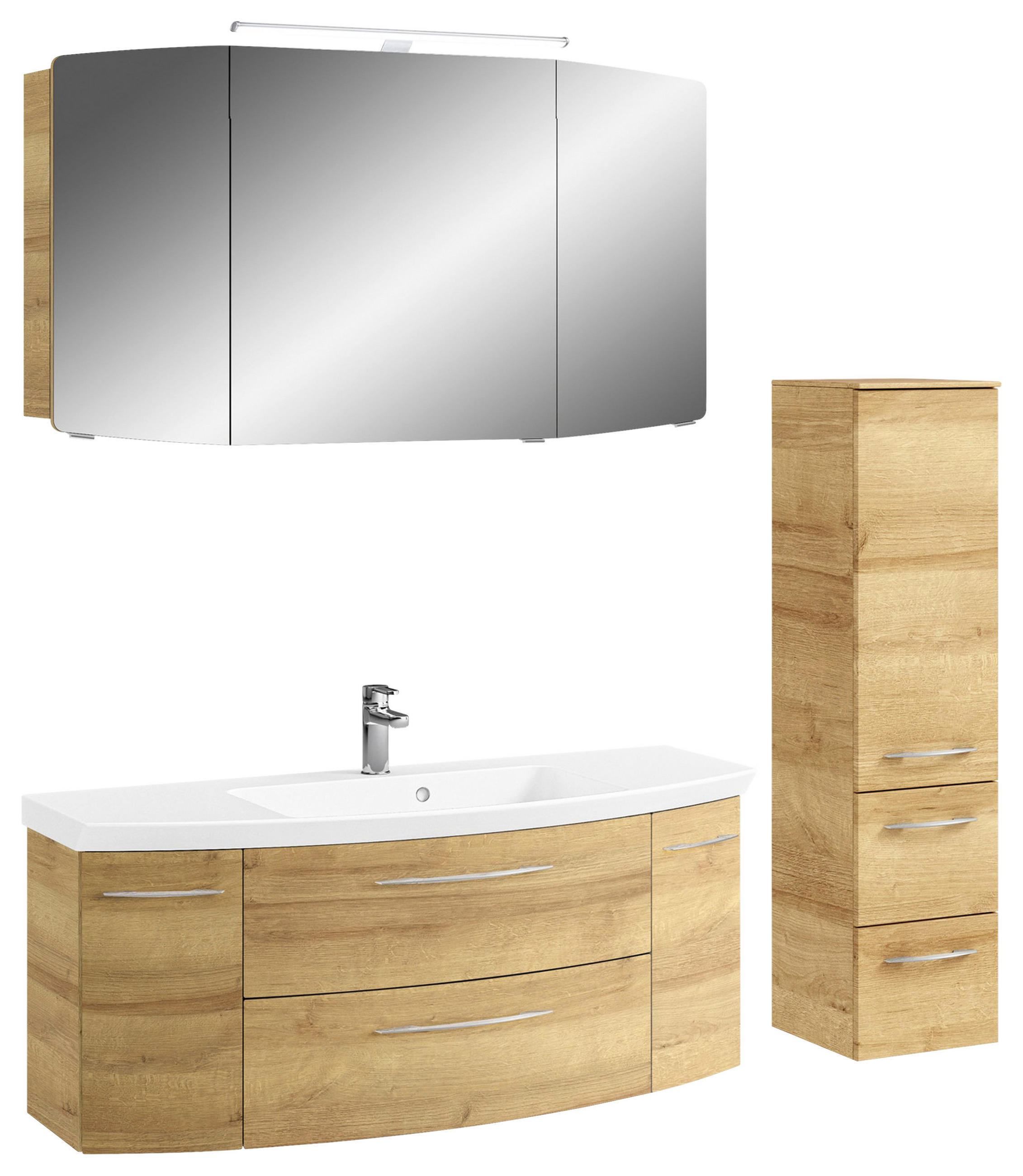 BADEZIMMER 4-teilig  in 151 cm  - Chromfarben/Eichefarben, KONVENTIONELL, Glas/Holzwerkstoff (151cm) - Pelipal