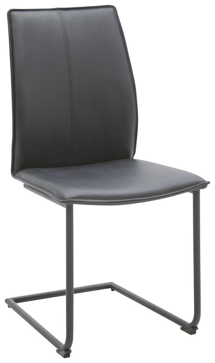 SCHWINGSTUHL in Eisen Echtleder pigmentiert - Schwarz, Design, Leder/Metall (46/93/56cm) - Dieter Knoll