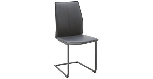 SCHWINGSTUHL  in Eisen Echtleder pigmentiert  - Schwarz, Design, Leder/Metall (46/93/56cm) - Dieter Knoll