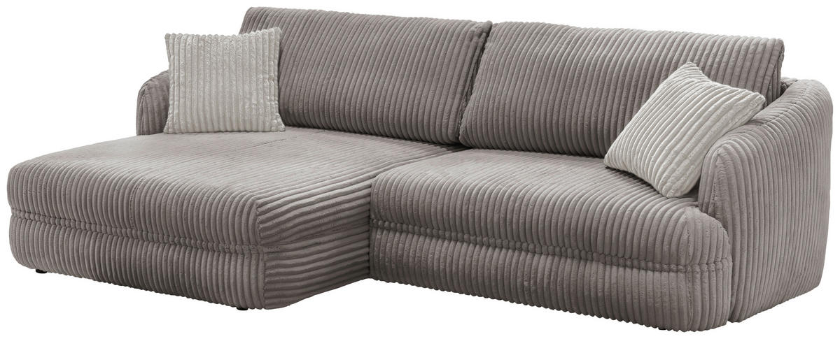 ECKSOFA in Cord Taupe  - Taupe/Silberfarben, Design, Kunststoff/Textil (161/284cm) - Livetastic