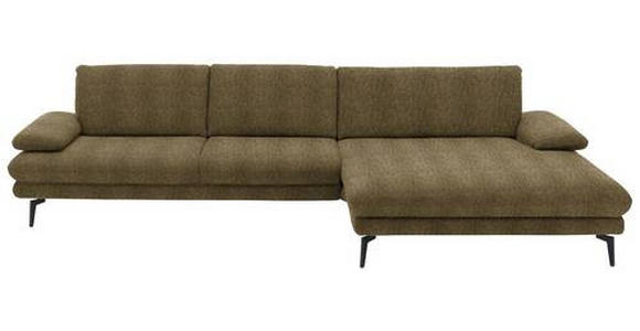 ECKSOFA in Chenille Grün  - Schwarz/Grün, Design, Textil/Metall (310/180cm) - Dieter Knoll