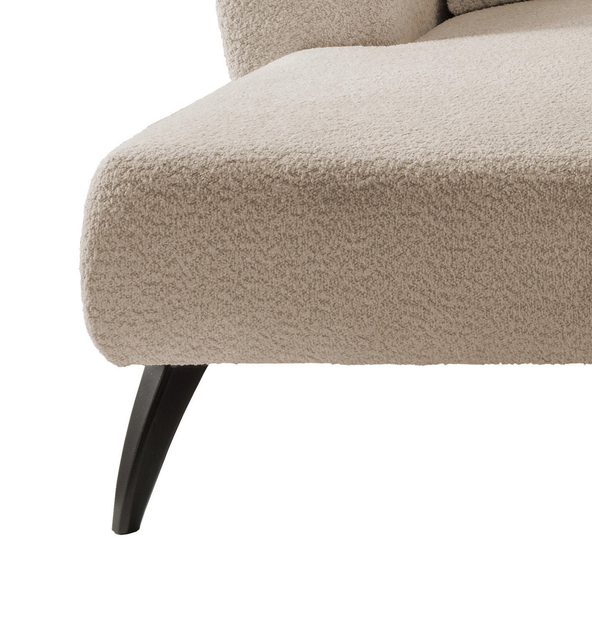 ECKSOFA in Bouclé Beige  - Beige/Schwarz, Modern, Holz/Textil (160/264cm) - MID.YOU